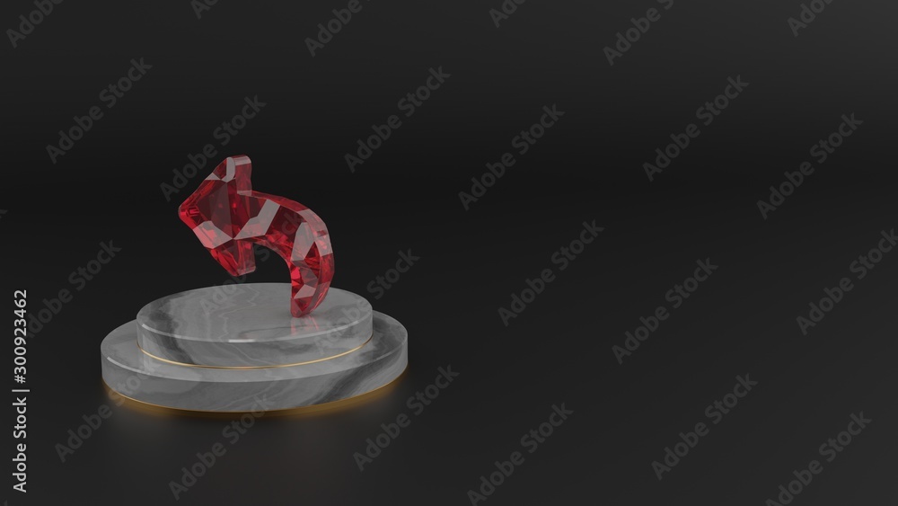 Poster 3d rendering of red gemstone symbol of reply icon