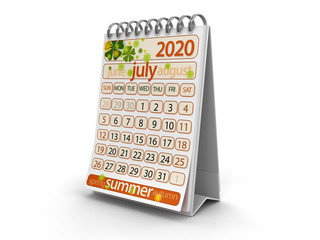 Calendar -  July 2020  (clipping path included)