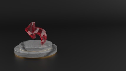 3D rendering of red gemstone symbol of reply icon
