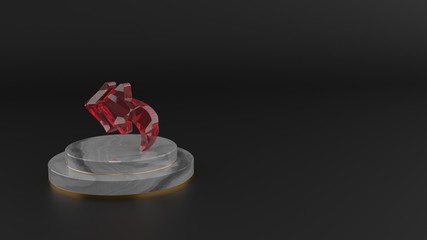 3D rendering of red gemstone symbol of reply all icon