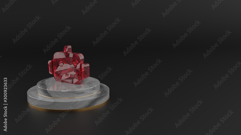 Aufkleber 3d rendering of red gemstone symbol of robot icon