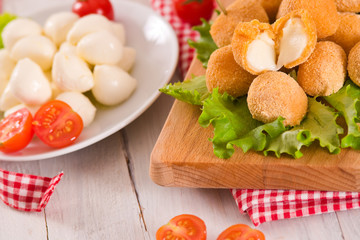 Fried Mozzarella cheese balls.