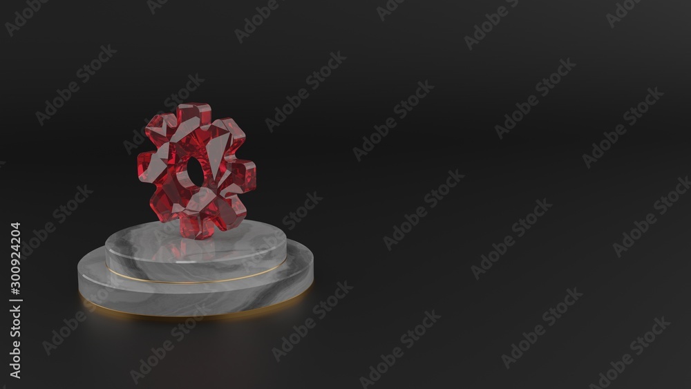Poster 3d rendering of red gemstone symbol of settings icon