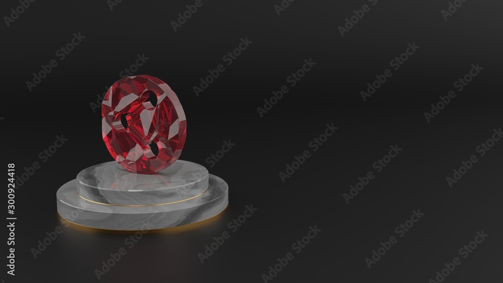 Poster 3d rendering of red gemstone symbol of share icon