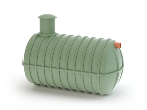 Plastic septic tank isolated on white -  3d Illustration
