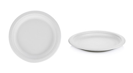 white paper plate isolated on white background