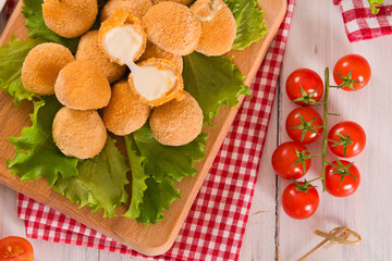 Fried Mozzarella cheese balls.