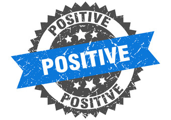 positive grunge stamp with blue band. positive