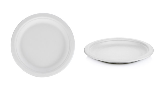 Disposable Paper Plate Isolated On White Stock Illustration - Download  Image Now - Paper Plate, Plate, Vector - iStock