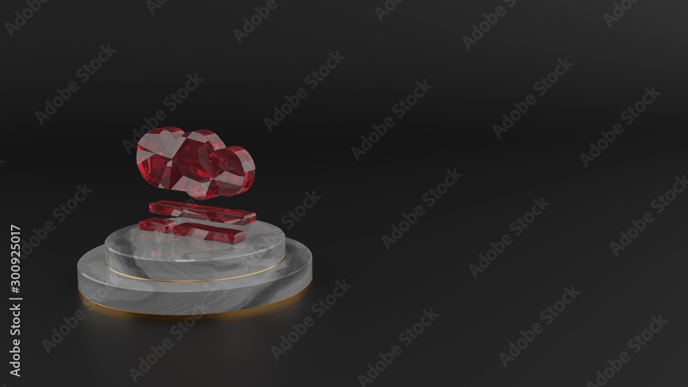 Poster 3d rendering of red gemstone symbol of smog icon