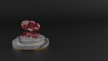 3D rendering of red gemstone symbol of smog icon