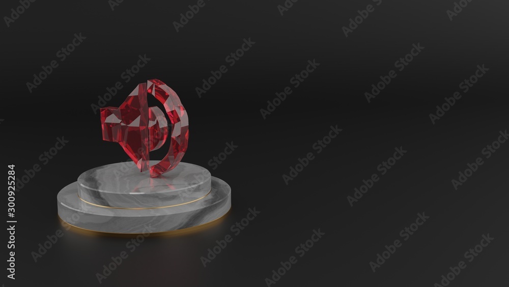 Poster 3d rendering of red gemstone symbol of sound icon