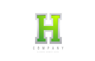 alphabet letter H in green grey white color for company icon logo design