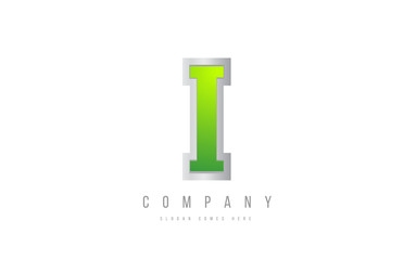 alphabet letter I in green grey white color for company icon logo design