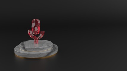 3D rendering of red gemstone symbol of sound  icon