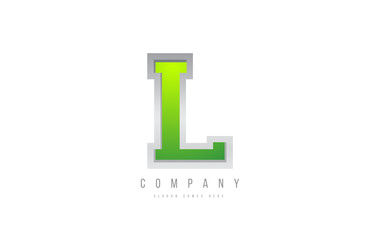 alphabet letter L in green grey white color for company icon logo design