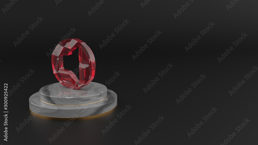 Poster 3d rendering of red gemstone symbol of speaker icon