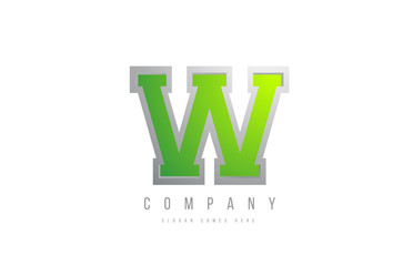 alphabet letter W in green grey white color for company icon logo design