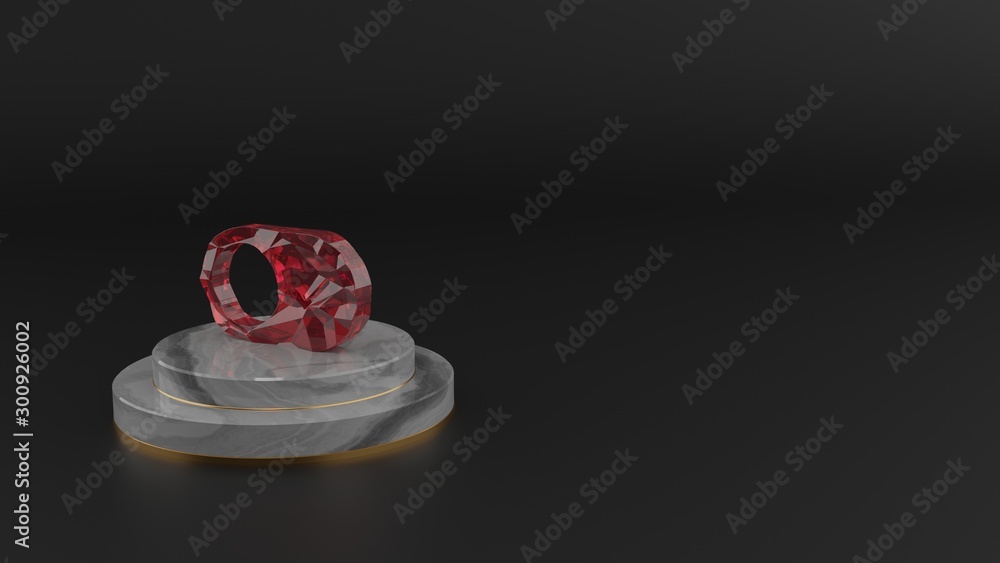 Poster 3d rendering of red gemstone symbol of switch icon