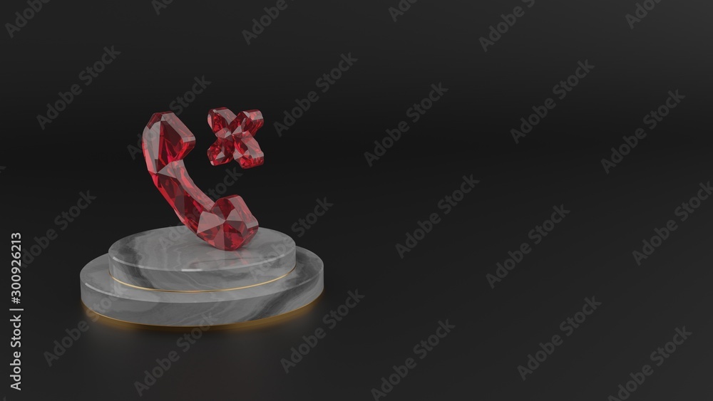 Poster 3d rendering of red gemstone symbol of technology icon