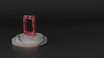 3D rendering of red gemstone symbol of technology  icon