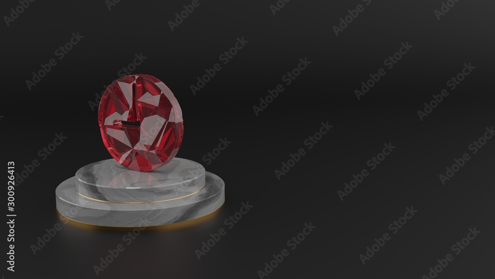 Poster 3d rendering of red gemstone symbol of time icon
