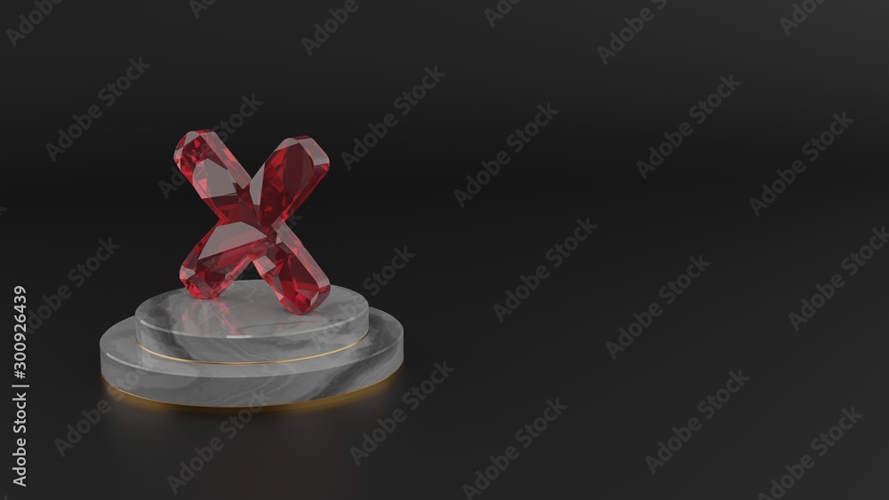 Poster 3d rendering of red gemstone symbol of times icon