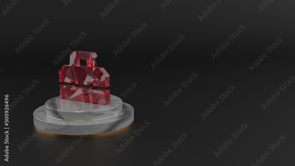 Poster 3d rendering of red gemstone symbol of toolbox icon
