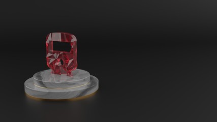 3D rendering of red gemstone symbol of transport  icon