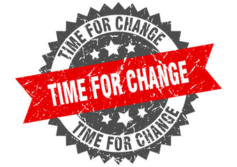 time for change grunge stamp with red band. time for change