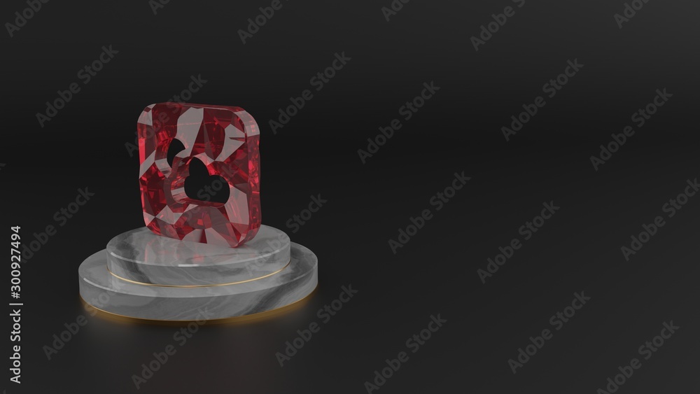 Poster 3d rendering of red gemstone symbol of weather icon