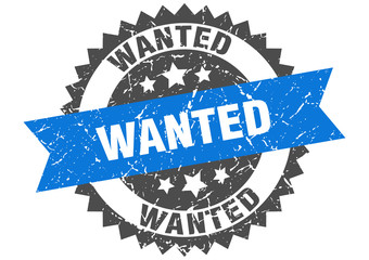 wanted grunge stamp with blue band. wanted
