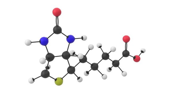 3D animation of a vitamin B7 molecule with alpha layer