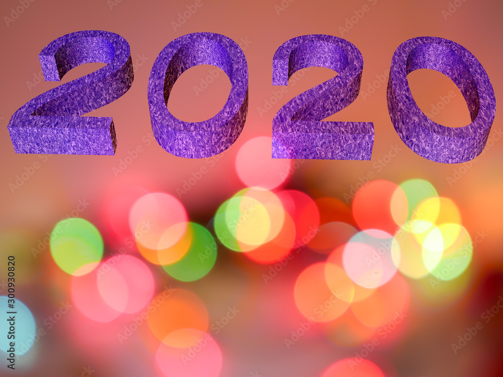 Poster 2020 new year the bokeh blur background image from a blurred light.
