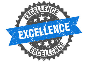 excellence grunge stamp with blue band. excellence