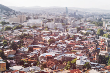 Rooftop view tilt-shift in Tbilisi, Georgia.