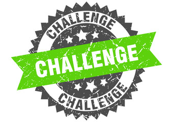 challenge grunge stamp with green band. challenge