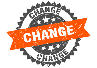 change grunge stamp with orange band. change