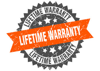 lifetime warranty grunge stamp with orange band. lifetime warranty