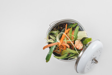 trash bin for composting with leftover from kitchen