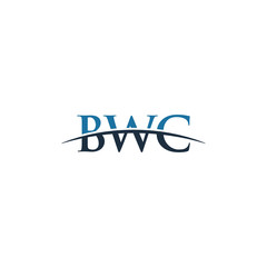 Initial letter BWC, overlapping movement swoosh horizon logo company design inspiration in blue and grey color vector