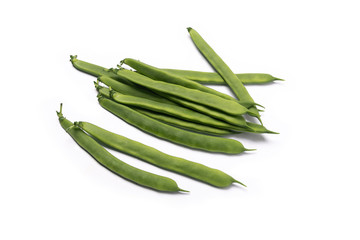 green beans on white background