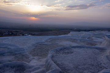 Travertine pools and terraces in Pamukkale, Turkey