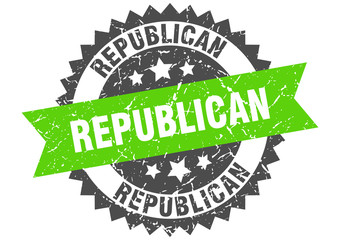republican grunge stamp with green band. republican