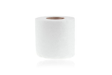 Roll of toilet paper or tissue isolated on white background with clipping path.