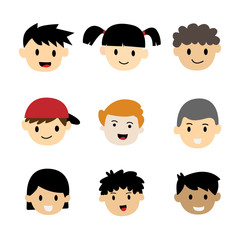 World Children's Day. design the faces of children as characters in the form of face choices, there are men and also women