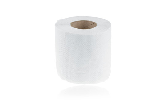 Roll of toilet paper or tissue isolated on white background with clipping path.