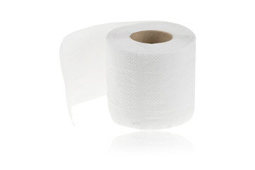Roll of toilet paper or tissue isolated on white background with clipping path.....