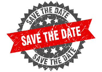 save the date grunge stamp with red band. save the date