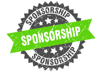 sponsorship grunge stamp with green band. sponsorship